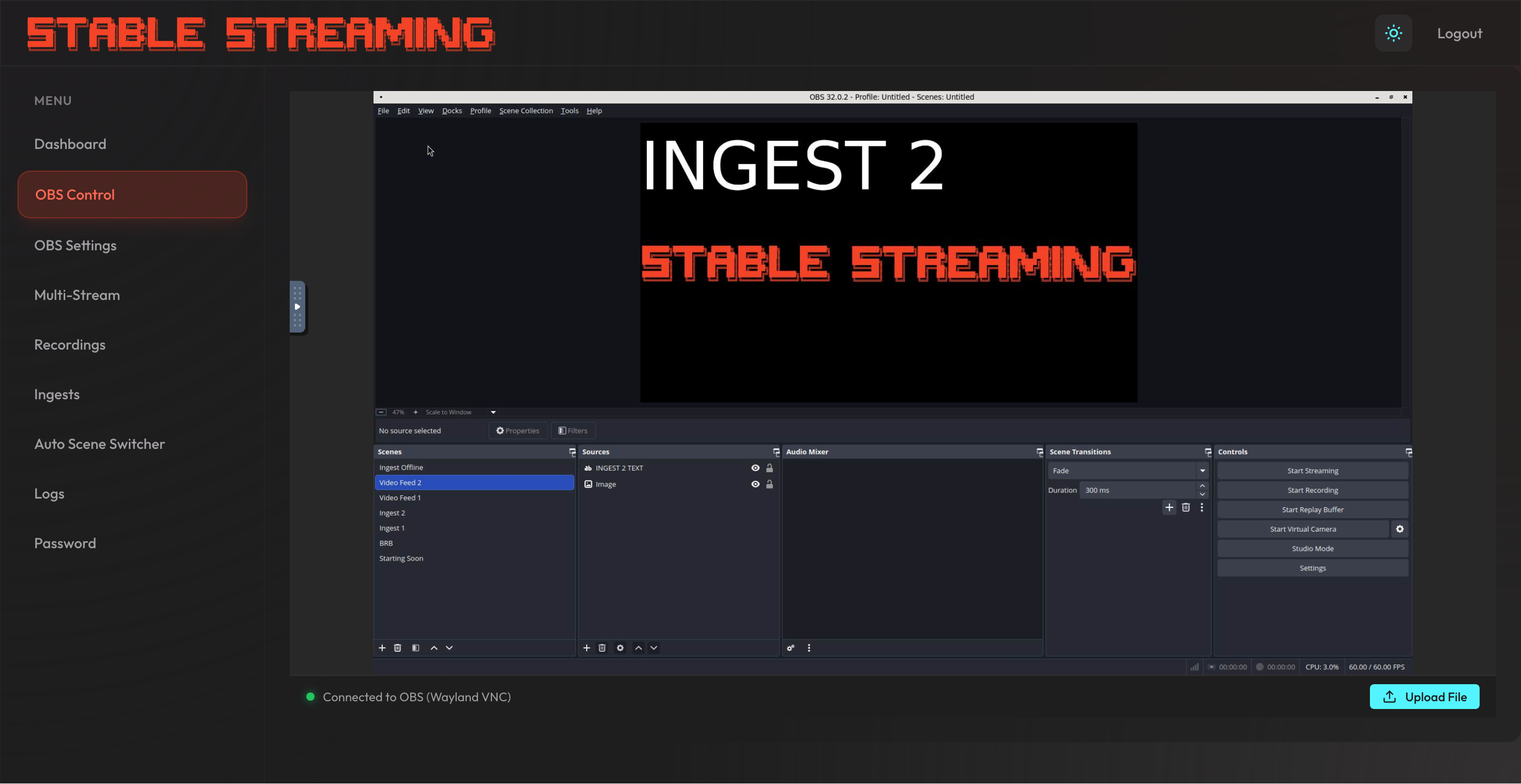 OBS Control — Full remote OBS access via noVNC